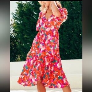 Anthropologie Abel The Label Colorful Floral High Low Maxi Dress Size Large L